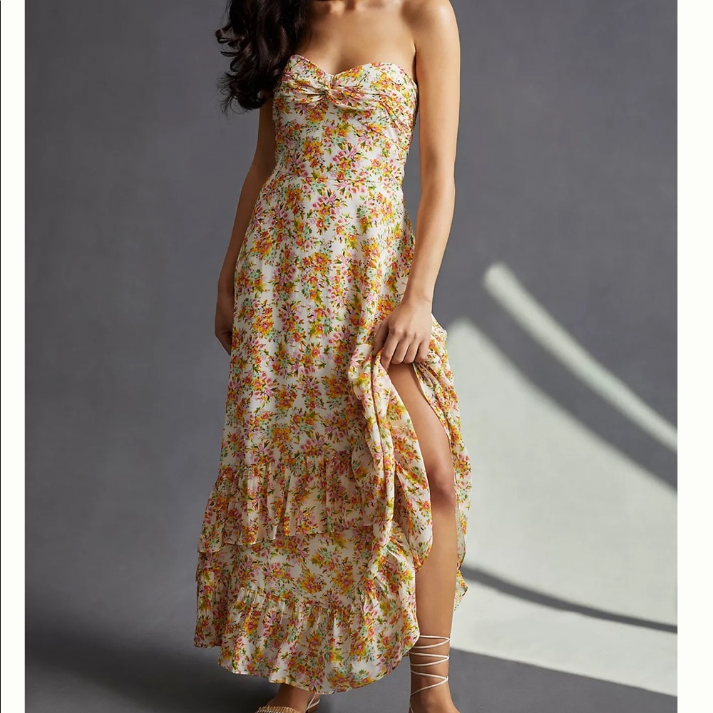 NEW Anthropologie Shoshanna Strapless Floral - Midnight Remy Dress Garden Party